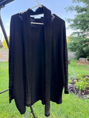 Liv Milano Black Studded Scard Sweater Womens 2X Convertible Knit Pullover Knit
